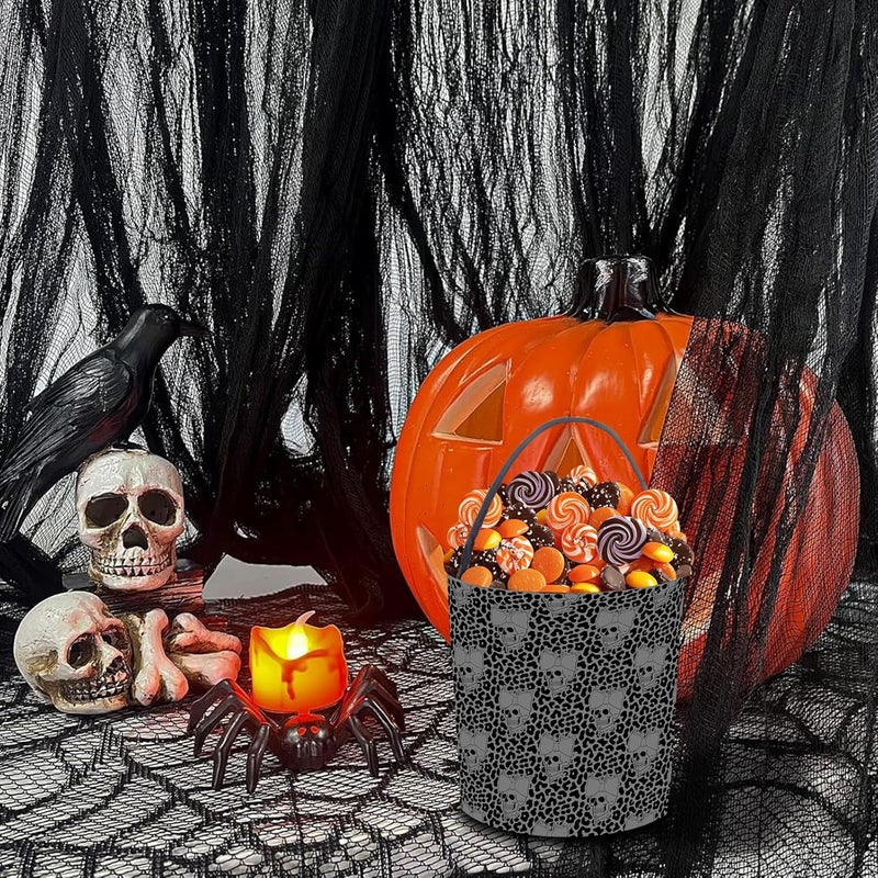 Joyly Halloween Boo Basket，Trick Or Treat Bucket - Collapsible Reusable Skull Ghost Candy Tote Bags for Kid Gifts Storage Halloween Party Favors - Image 4